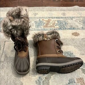 Women's Brown Fur-Lined Winter Boots